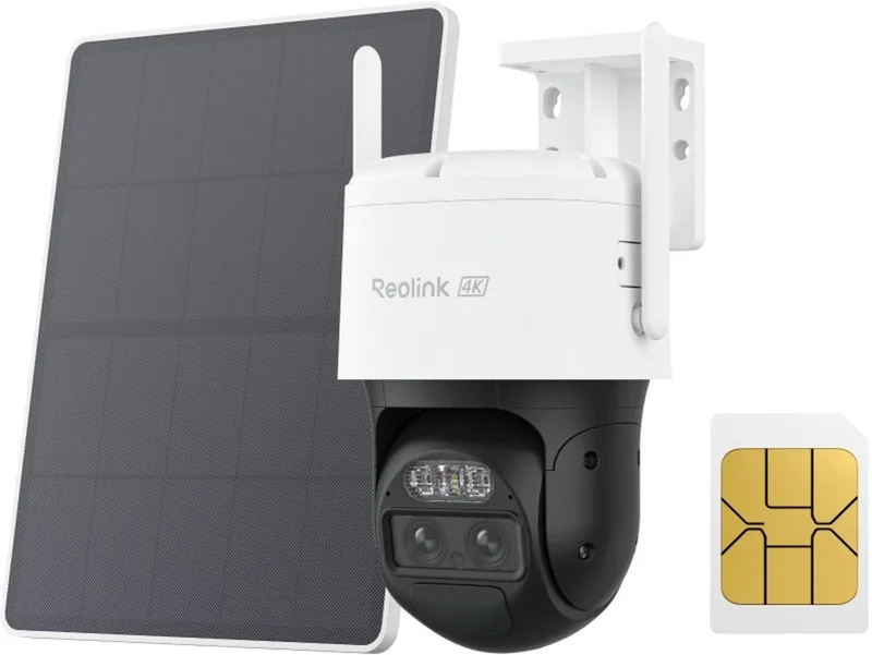 TrackMix LTE - 4G LTE 4K Dual-Lens Buitencamera - Zonder WiFi - Met Zonnepaneel - 360° PTZ & Auto-tracking - 6x Hybride Zoom - Kleuren Nachtzicht - SIM-kaart Inbegrepen by Reolink in White – product photo