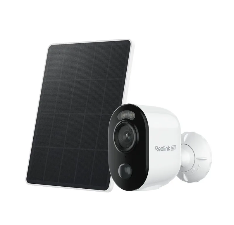 Überwachungskamera 4K Akku WLAN Argus 3 Ultra mit Solarpanel (Innenbereich, Außenbereich, 8MP Farbnachtsicht,5/2,4 GHz Wifi,Intelligente Erkennung,2-Wege-Audio) von Reolink in Weiß – Produktfoto
