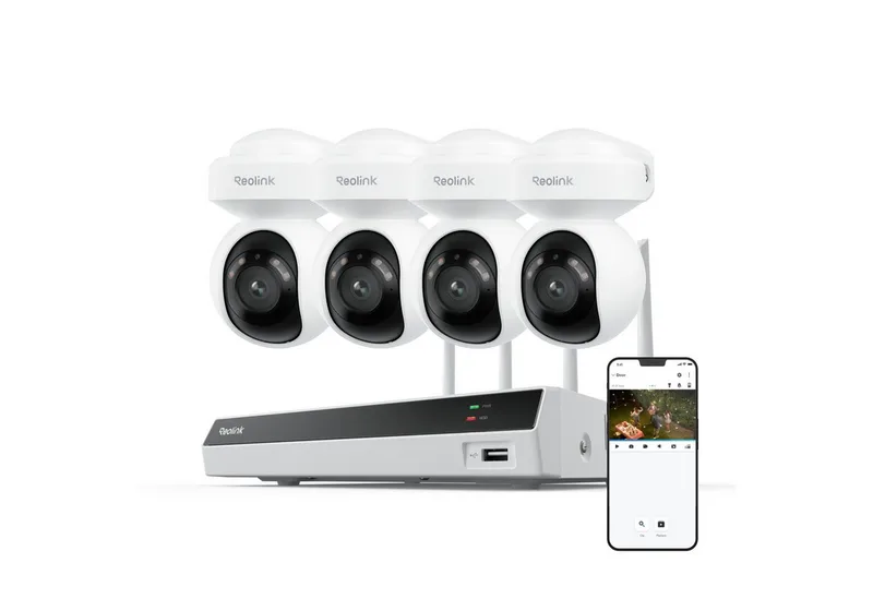 Überwachungskamera 4K PoE PT Überwachungssystem (Außenbereich, 8MP,360° Auto-Tracking, 8-Kanal NVR mit 2TB HDD,Smarte KI-Erkennung) van Reolink in Wit – productfoto