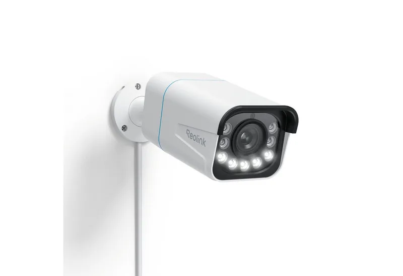 Überwachungskamera 811A 8MP PoE (Außenbereich, Human-/Autoerkennung, Farbige Nachtsicht, 4K, 2-Wege-Audio, 5X Zoom) von Reolink in Weiß – Produktfoto