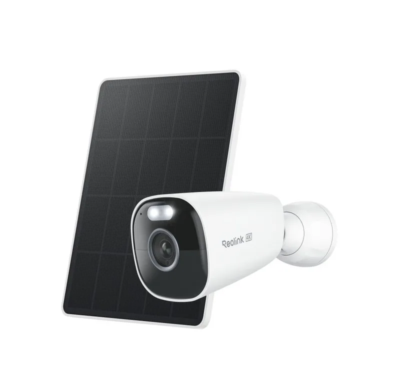 Überwachungskamera Argus Eco Ultra+Solarpanel WLAN Akku (Innenbereich, Außenbereich, 4K 8MP,Farbnachtsicht, Smarte Erkennung, 5/2,4GHz) van Reolink in Wit – productfoto