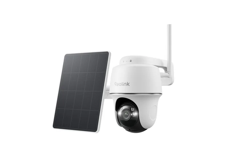 Überwachungskamera Argus PT+SP 5MP PTZ Akku- oder solarbetriebene 2,4/5GHz WLAN IP (Außenbereich, PIR-Erkennung,IR-Nachtsicht,Could-Speicherung) by Reolink in White – product photo