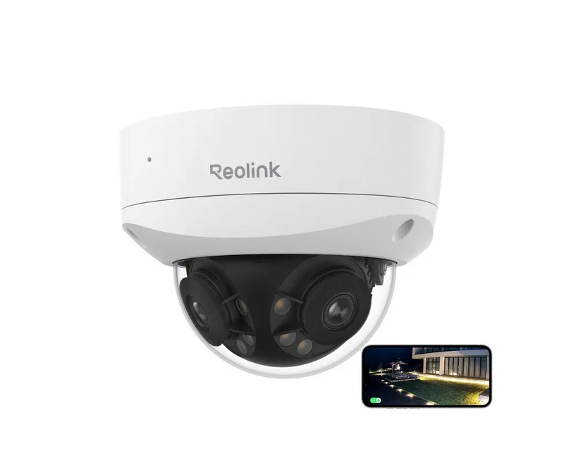 Überwachungskamera PoE 4K 8MP IK10 (Außenbereich, Duo Vandalismusschutz Serie, 180° Panorama, Spotlight-Nachtsicht, Vandalismusschutz, 2-Wege-Audio) by Reolink in White – product photo