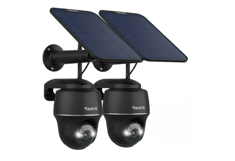 Überwachungskamera PTCam ProHD 5MP mit Solarpanel, 2,4/5GHz WLAN (Außenbereich, 2-tlg., 2K+,PIR-Erkennung,IR-Nachtsicht,Solarbetrieben,Zwei-Wege-Audio) van Reolink in Zwart – productfoto