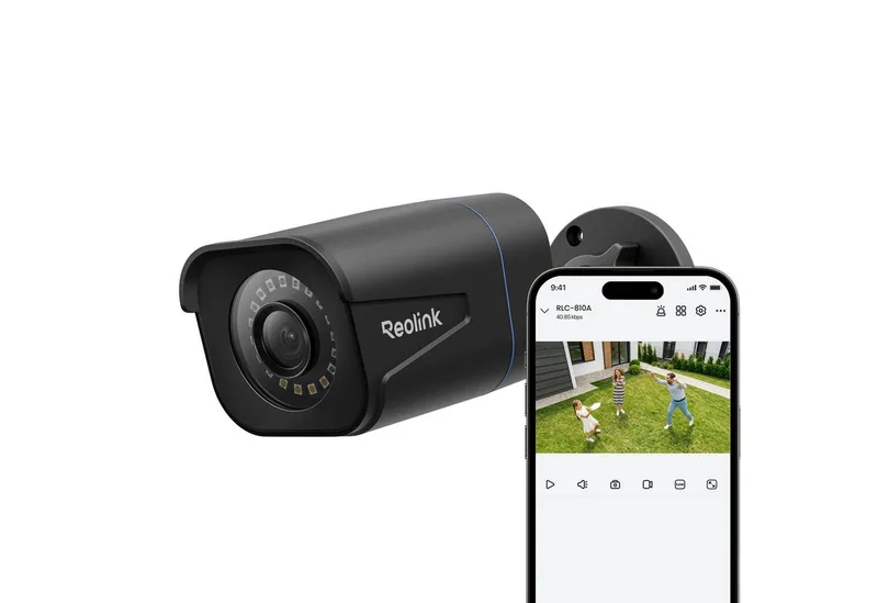 Überwachungskamera RLC-810A (Außenbereich, Innenbereich, 1-tlg., Personen-/Fahrzeugerkennung, Smart Home, IR Nachtsicht,8MP,4K) van Reolink in Zwart – productfoto
