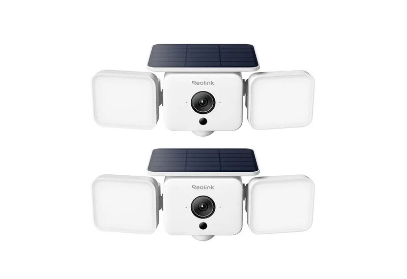 Überwachungskamera Solar Floodlight Cam - 4MP Solar-WLAN-Kamera mit Batteriebetrieb (AuBenbereich, 2-tlg., SolarEase™ Laden, Ton- & Lichtalarm, Smart-Erkennung, Zwei-Wege-Audio) de Reolink – photo produit