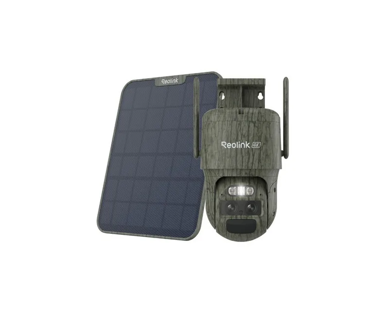 Überwachungskamera Trackmix LTE Dual-Objektiv (Außenbereich, Akkukamera 4G LTE, 4K 8MP, Auto-Zoom-Tracking, Pan&Tilt, Intelligente Erkennung) fra Reolink i Grøn – produktbillede