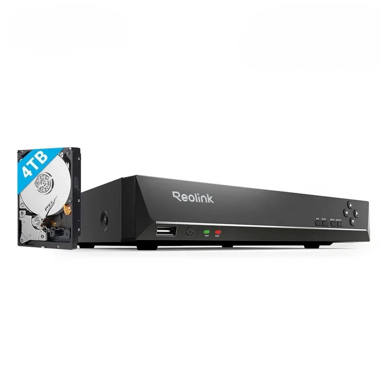 Überwachungskamera Zubehör RLN16-410, 24-Kanal* PoE NVR für 24/7 Daueraufzeichnung (4TB Festplatte, Bis zu 16TB, 16 PoE-Anschlüsse) van Reolink in Zwart – productfoto