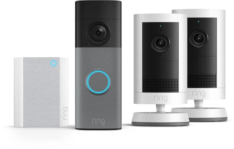 Battery Video Doorbell 2K met Chime en 2-pack camera op batterij - Bundel från Ring i Grå, Vit – produktbild