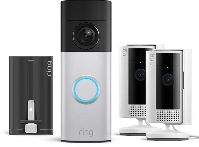 Battery Video Doorbell 2K Plus met Ultra Battery en 2-pack binnencamera op batterij - Bundel de Ring en Blanc – photo produit