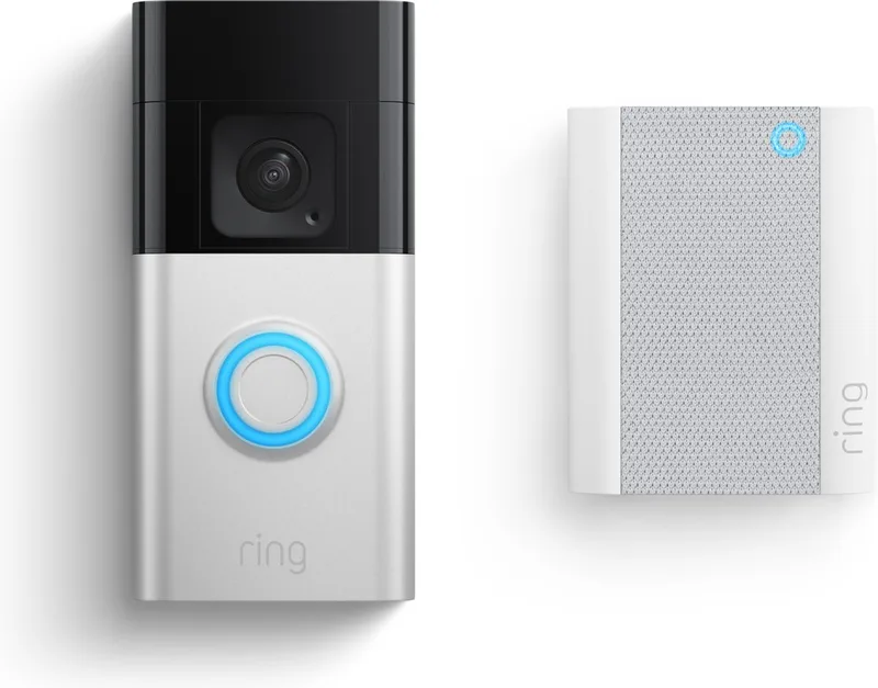 Battery Video Doorbell Plus met Chime (2nd Gen) från Ring i Satin Nickle – produktbild 1 av 3
