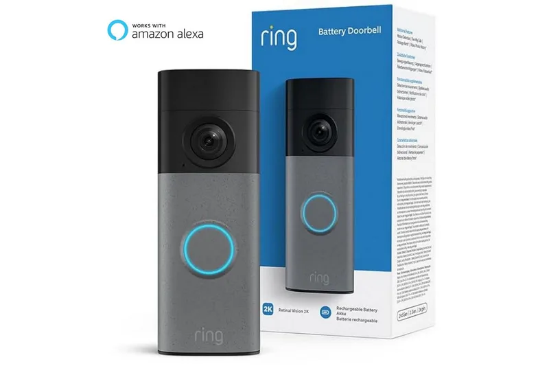 Smart Home Türklingel Battery Video Doorbell 2K (Neuste Generation) (Außenbereich, WLAN, Akku-Videotürklingel, Kabellose Türklingel-Kamera, Retinal 2K, 6x-Zoom) by Ring in Grey – product photo