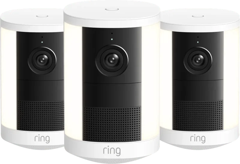 Spotlight Camera 2e Generatie Batterij Wit 3-Pack van Ring – productfoto