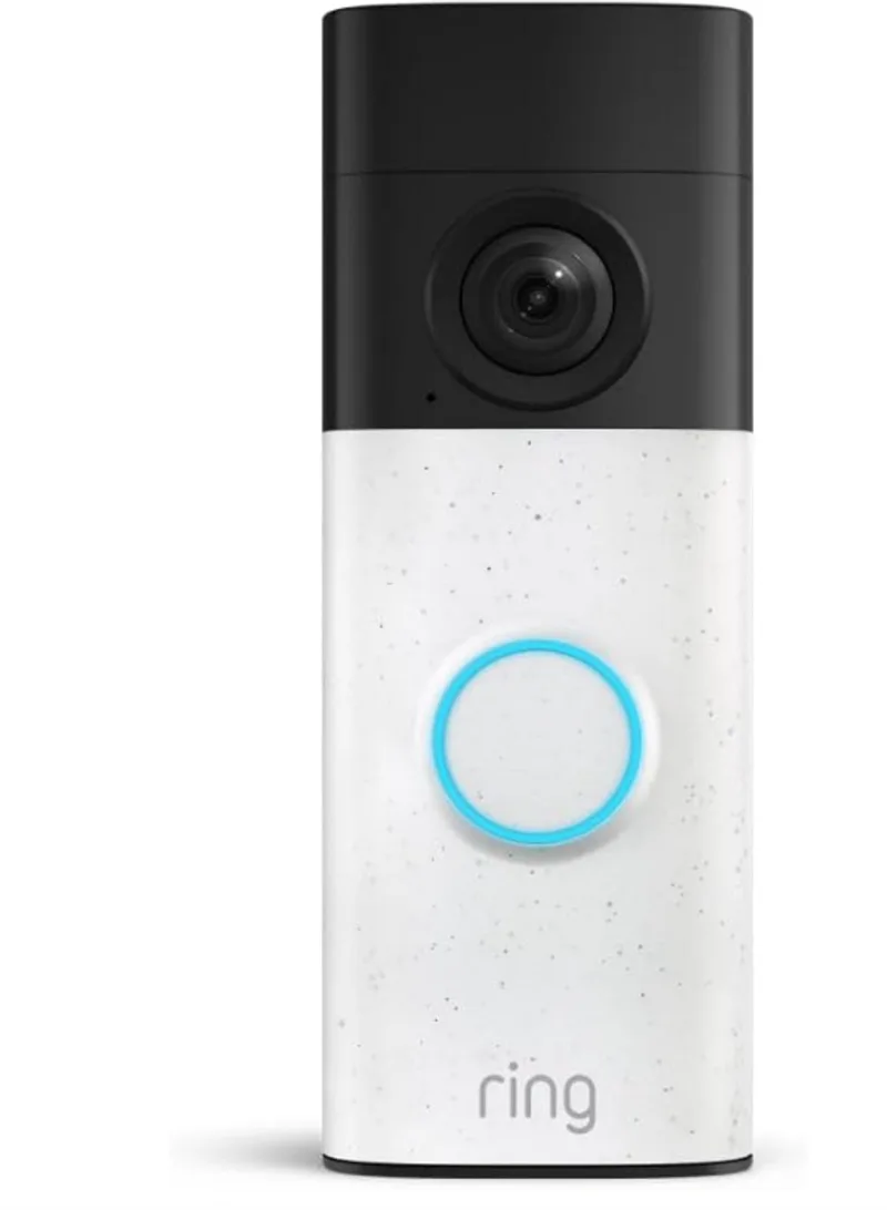 Videodeurbel op batterij (nieuwste generatie) - Matte Mocha - 2K video van Ring in Speckled White – productfoto