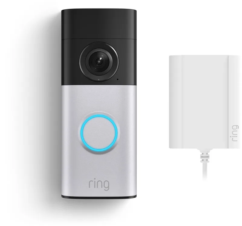 Wired Video Doorbell Plus - Plug-In Adapter - Satijn Nickel - Retinal 2K från Ring i Silver – produktbild