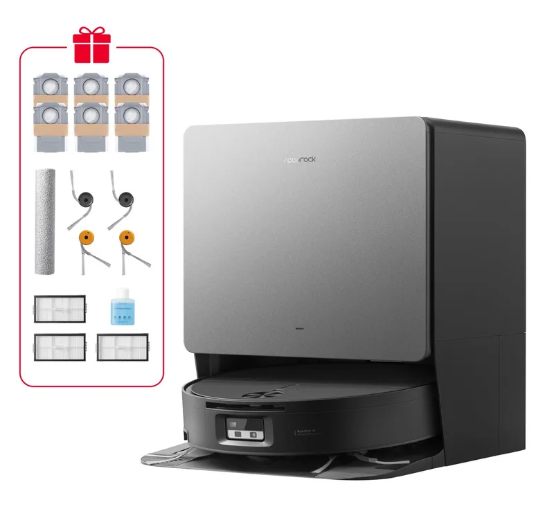 Nass-Trocken-Saugroboter Saros 20 Flow Complete, 65 W, beutellos, 8,8 cm Schwellenüberquerung, multifunktionale Dockingstation van Roborock in Zwart – productfoto