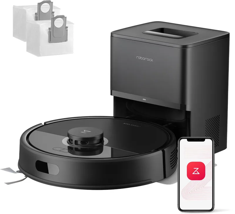 Q7 L5+ Set-Robotstofzuiger-Dubbel Anti-Tangle Systeem-8000 Pa Zuigkracht-Elektronische Watertank-LiDAR-Navigatie-Ideaal voor Tapijten en Dierenharen-Zwart van Roborock in Zwart – productfoto