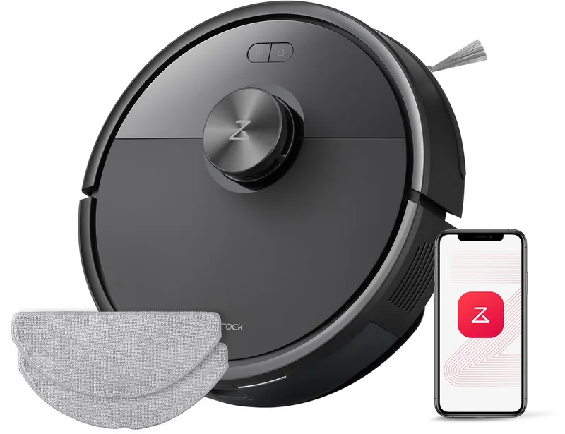 Q7 M5 Set–Robotstofzuiger met dweilfunctie–10000 Pa sterke zuigkracht–Dubbel antiklitsysteem– 150 min gebruiksduur– LiDAR-navigatie–Stofzuigerrobot voor tapijt– Dierenharen–Zwart–Q5 PRO Upgrade–2 Dweilen van Roborock in Zwart – productfoto