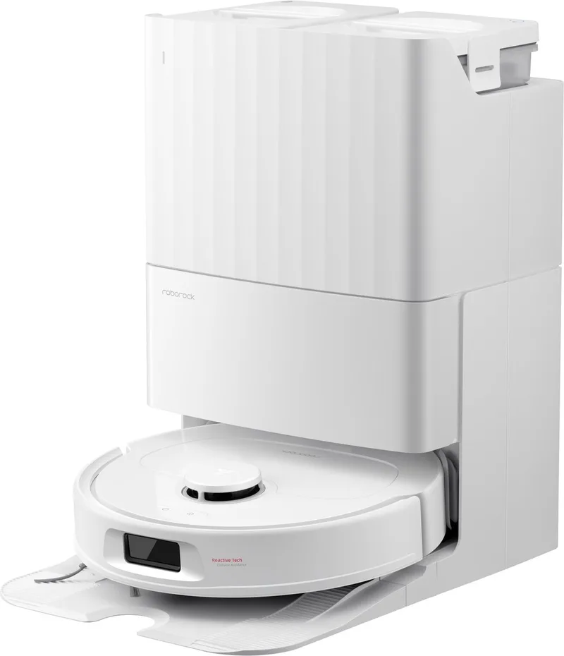 QR598 robotstofzuiger - 8000Pa - met dweilfunctie - Dual Liftable Spinning Mops - anti-verstrengeling - Reactive Tech Obstacle Avoidance - Zelfreinigend - Qrevo upgrade by Roborock in White – product photo