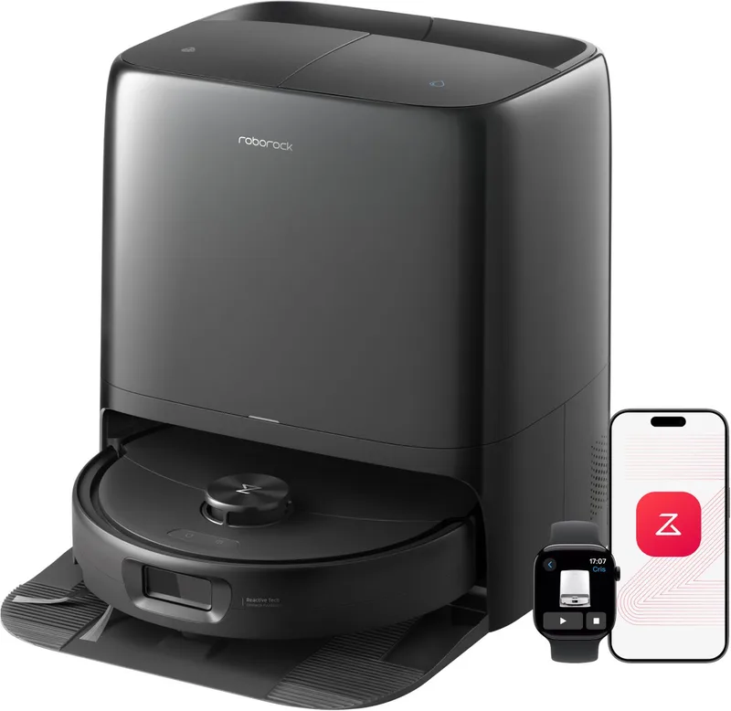 Qrevo 2 Pro-Robotstofzuiger-FlexiArm-technologie-25000 Pa-dubbel anti-klitsysteem-Intensieve tapijtreiniging 15 mm Dweilverhoging-Drogen met 45°C hete lucht en zelfreiniging op 75°C-Roborock SmartPlan 3.0-Reactive Tech obstakelvermijding de Roborock en Noir – photo produit