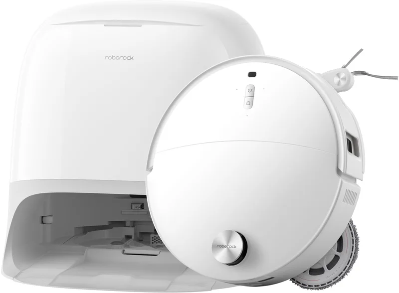 Qrevo Curv 2 Pro-Robotstofzuiger Met Dweilfunctie-25.000 Pa-7,98 cm Ultraslank Ontwerp-Dweilen met warm water-Reactieve AI-Obstakelherkenning-100℃ Heetwaterwas-Zelfreinigend-Automatische droging-Slimme spraakassistent by Roborock in White – product photo
