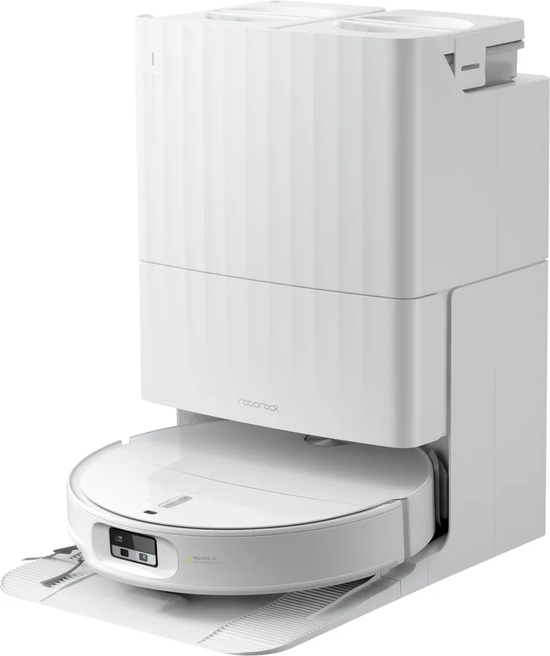 Qrevo Edge 2-robotstofzuiger-25.000 Pa-7,98 cm ultraslank ontwerp-12 mm dweilheffing-80℃ Warmwatermopwas&Zelfreinigend Station-FlexiArm Technology-RetractSense navigatiesysteem-dubbel anti-klitssysteem-Reactieve AI en Roborock app-bediening. de Roborock en Blanc – photo produit