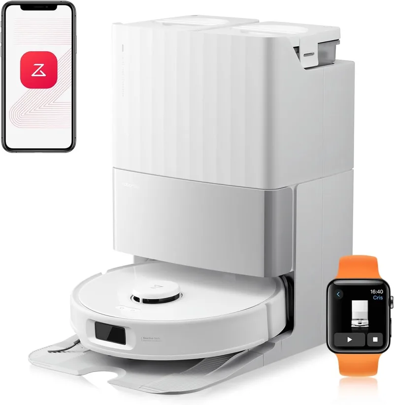 Qrevo Edge 5V1 – Robotstofzuiger en Dweilrobot met 17.000 Pa Zuigkracht, FlexiArm™ Technologie, Zelfreinigend Dock en AdaptiLift™ Chassis fra Roborock i Hvid – produktbillede