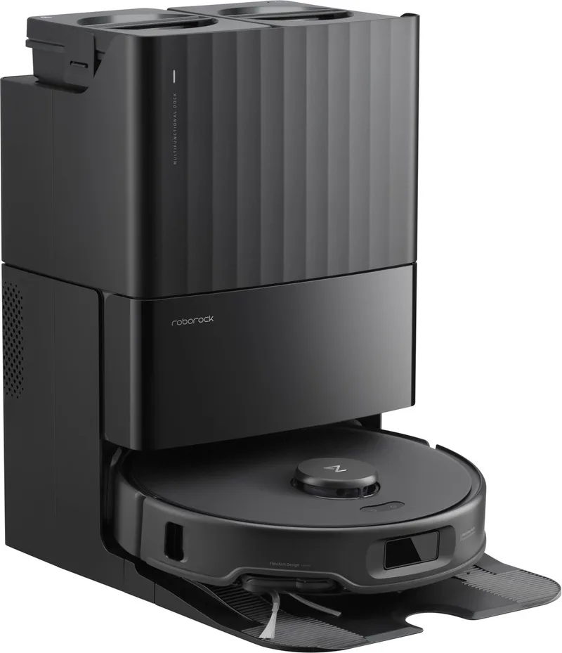 Qrevo Edge S5A robotstofzuiger - 18500Pa - met dweilfunctie&Liftable mop - anti-verstrengeling - obstakelvermijding - individuele tapijtstrategie - ultradun design - 75 °C heet water mopwas - Zelfreinigend - S8 Pro Ultra upgrade van Roborock in Zwart – productfoto