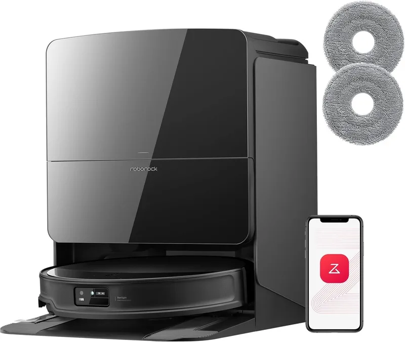 Saros 10R Set– Robotstofzuiger Met Dweilfunctie– 22000Pa–7,98 cm Ultraslank Ontwerp–Vuildetectiesysteem–80℃ Warmwatermopwas–Zelfreinigend Station & Anti-Klit Borstels – Slimme spraakassistent– S8 maxv ultra Upgrade-2 Dweilen de Roborock en Noir – photo produit