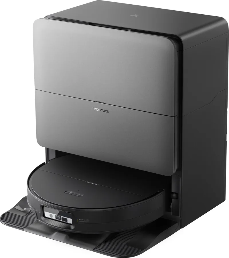 Saros 20 Sonic–Robotstofzuiger Met Dweilfunctie-VibraRise 5.0 dweilsysteem 4000 Trillingen/min-Digitale motor 36000 Pa&dubbel antiklitsysteem-AdaptiLift Chassis 3.0-Reactieve AI 3.0 obstakelherkenning-Pakt moeiteloos dikke tapijten aan,Zwart van Roborock in Zwart – productfoto