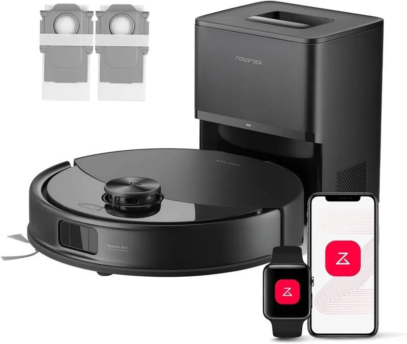 Saugroboter Q10 S5+ Saugroboter mit Wischfunktion, 10.000 Pa HyperForce Saugkraft, (Upgrade von S8 Plus)Auto Lifting Mopping,Dual Anti-Tangle System van Roborock in Zwart – productfoto