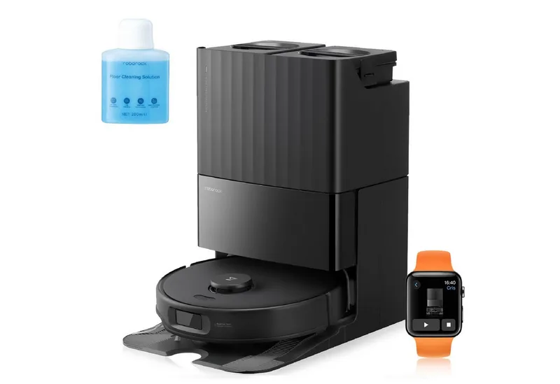 Saugroboter Qrevo Edge S5A, 18500Pa (Upgrade von S8 Pro Ultra), 66 W, mit Wischfunktion,Dual Anti-Tangle-System, 18500Pa, Dual Anti-Tangle-System, 75℃ Heißwasser-Moppwäsche från Roborock i Svart – produktbild