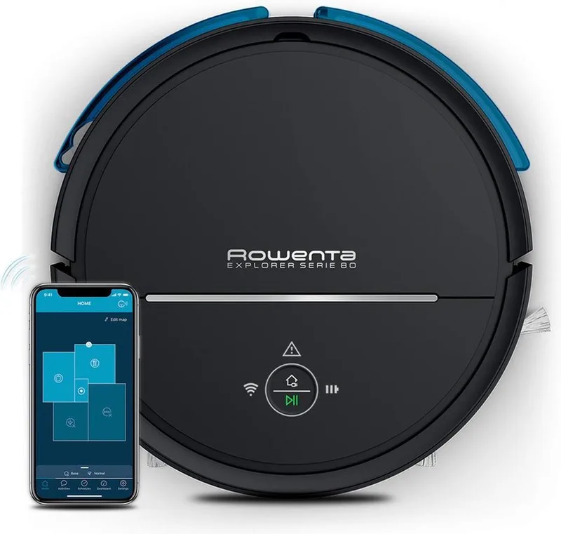 robotstofzuiger Explorer Serie 80 RR7755 - Robotstofzuiger met dweilfunctie fra Rowenta i Sort – produktbillede