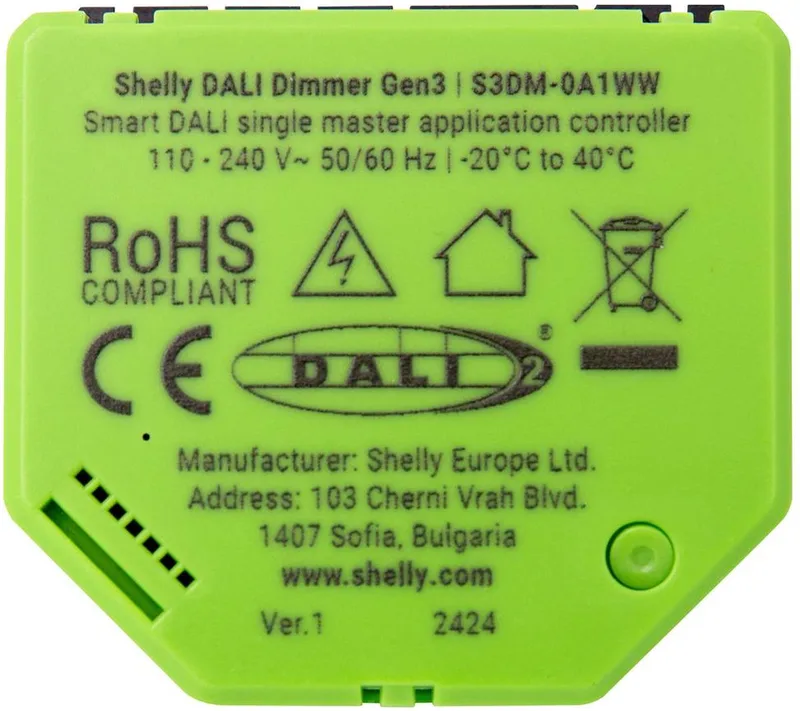 DALI Dimmer Gen3 Dimactor Bluetooth, WiFi van Shelly in Transparant – productfoto 1 van 2