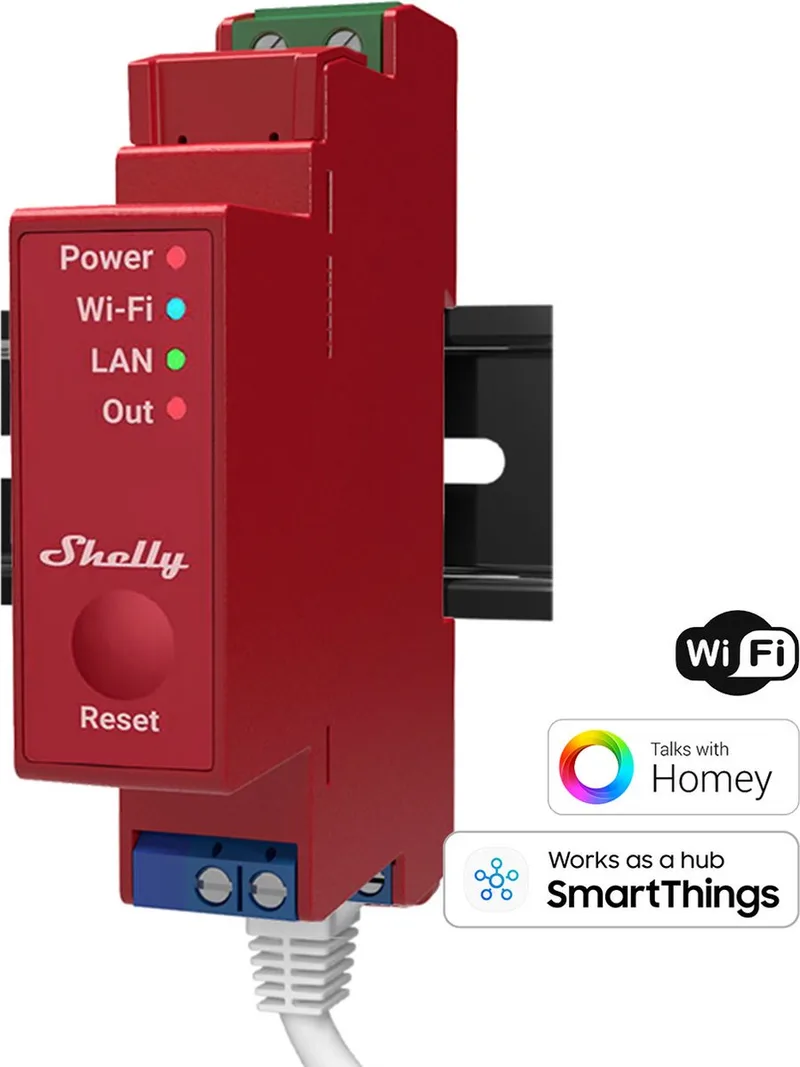 Pro 1Pm 1-Kanaals Wifi Lan-Relais Voor Din-Rails Afstandsbediening från Shelly i Transparent – produktbild 1 av 2