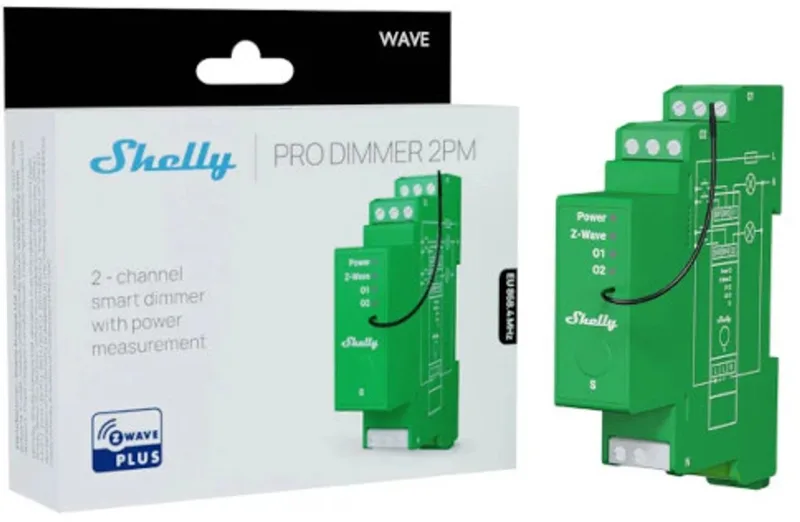 Wave Pro Dimmer 2PM by Shelly in Green – product photo