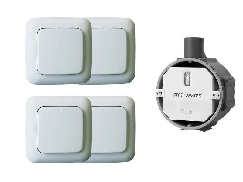 Licht-Funksteuerung, Smart Home Funk Schalter Set Einbauschalter + 4x Wandschalter Taster by Smartwares in White – product photo 1 of 5