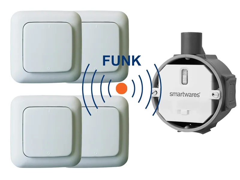 Licht-Funksteuerung, Smart Home Funk Schalter Set Einbauschalter + 4x Wandschalter Taster by Smartwares in White – product photo 2 of 5