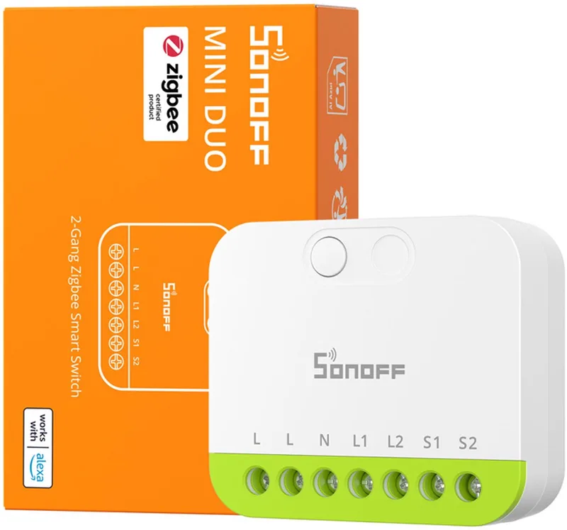 MINI-ZB2GS ZigBee two-channel mini switch by SONOFF in White – product photo 1 of 5