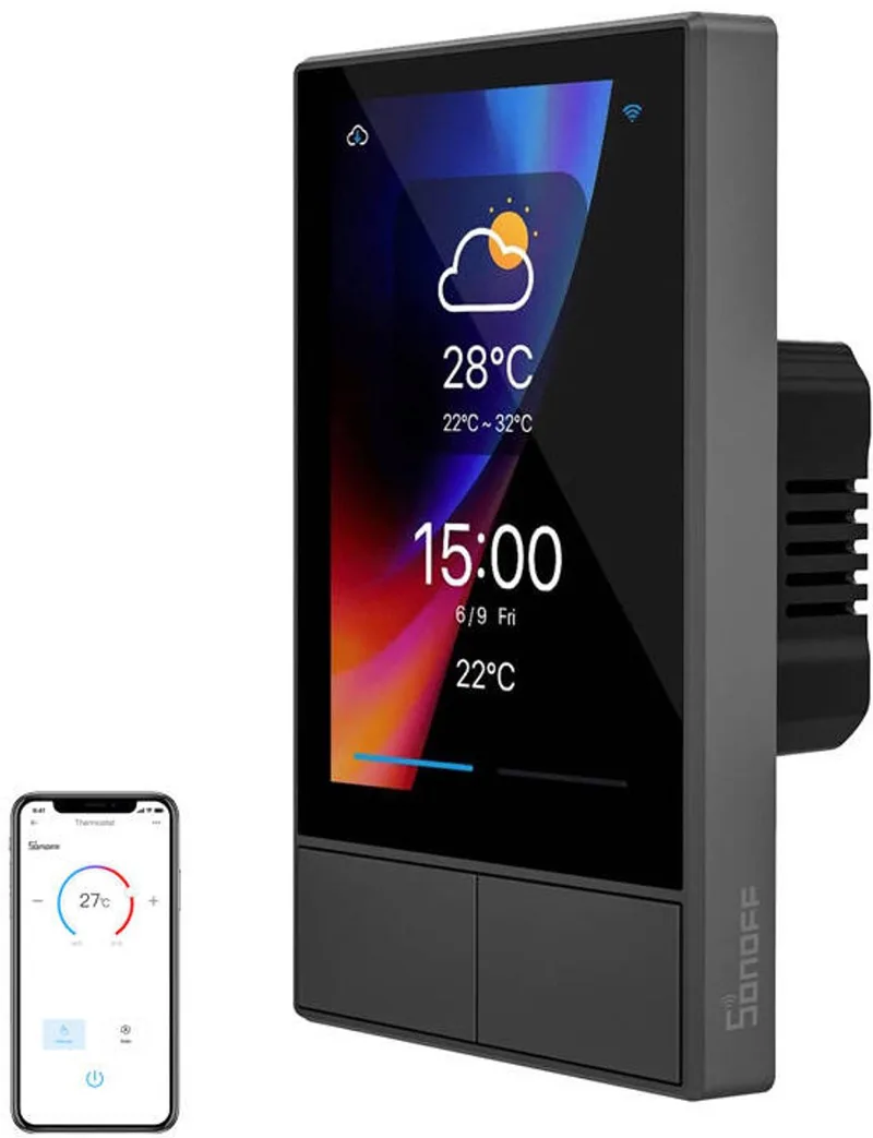 NSPanel Smart Home Bedieningspaneel - 3.5 Inch Touchscreen Wanddisplay - WiFi Schakelaar & Thermostaat - Zwart van SONOFF in Transparant – productfoto