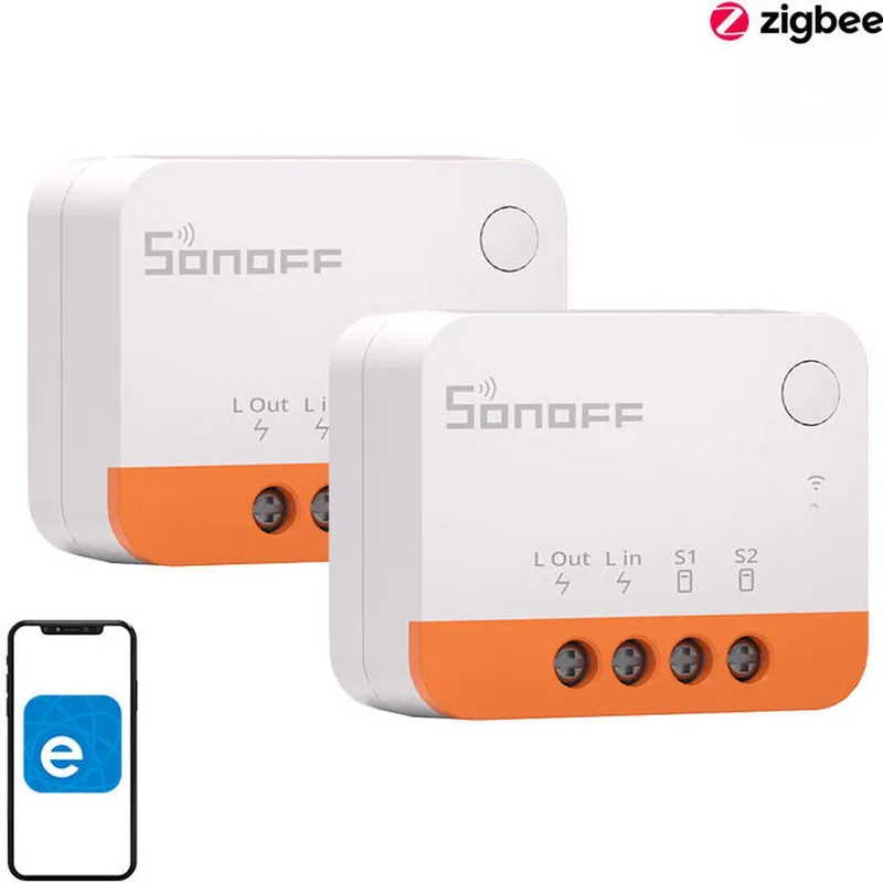 Smart Mini Zigbee Schakelaar Voor Smart Home Compact 2 Stuks van SONOFF in Transparant – productfoto