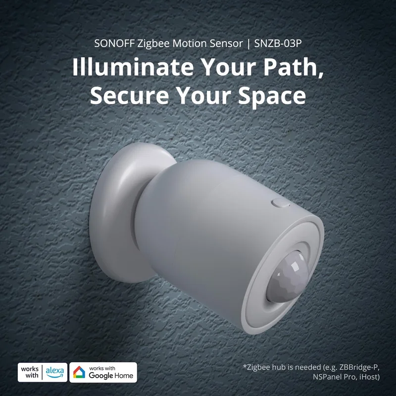SNZB-03P ZigBee-bewegingssensor, draadloze ZigBee 3.0-detector, detectie van 5 seconden, slimme scène, SONOFF Zigbee-bridge vereist, batterijen inbegrepen, compatibel met Alexa/Google Home von SONOFF in Weiß – Produktfoto
