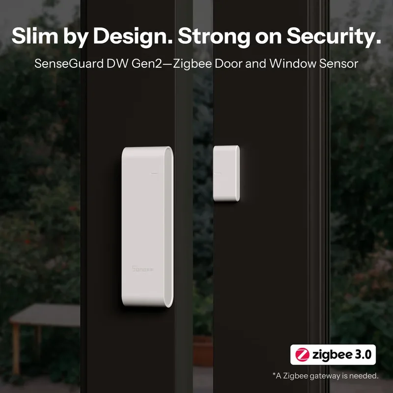 SNZB-04PR2 SenseGuard DW Gen2 Zigbee Smart Door/Window Sensor, Sabotagewaarschuwingen,Slimme Automatisering voor Veiligheid en Comfort,Slank en Discreet Ontwerp,Veelzijdige Installatie voor Elke Deur of Raam,Betaalbare AAA Batterijvoeding van SONOFF in Wit – productfoto