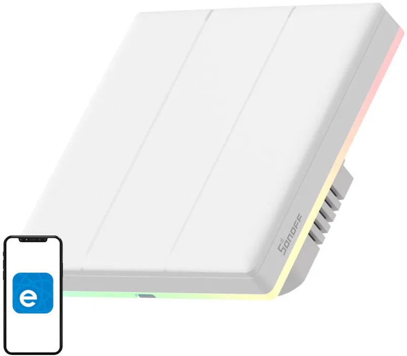 Sonoff 3-Kanaals Wifi Touch-Schakelaar Voor Het Op Afstand Inschakelen Van Het Licht de SONOFF en Transparent – photo produit