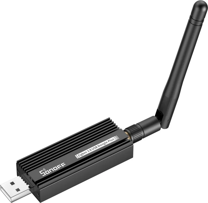 ZigBee 3.0 USB Dongle Plus, EFR32MG21 + CH9102F/CP2102N Coördinator, Universele USB ZigBee Hub, ZigBee Gateway voor Google Home by SONOFF in Black – product photo