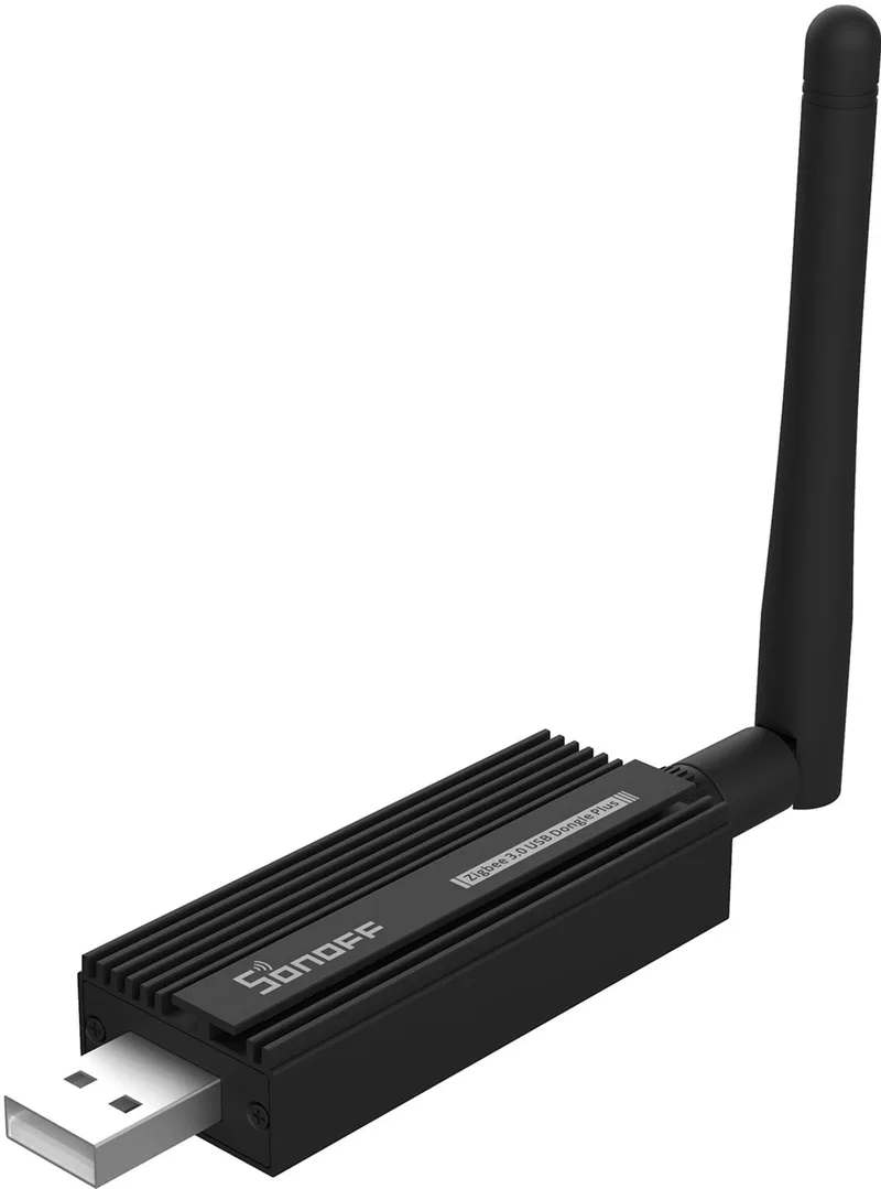 ZigBee 3.0 USB Dongle Plus, TI CC2652P Coördinator, Universele USB ZigBee Hub, ZigBee Gateway voor Google Home，Compatibel met ZHA & Zigbee2MQTT,+20dBm uitgangsvermogen,Vooraf geflasht voor direct gebruik. by SONOFF in Black – product photo