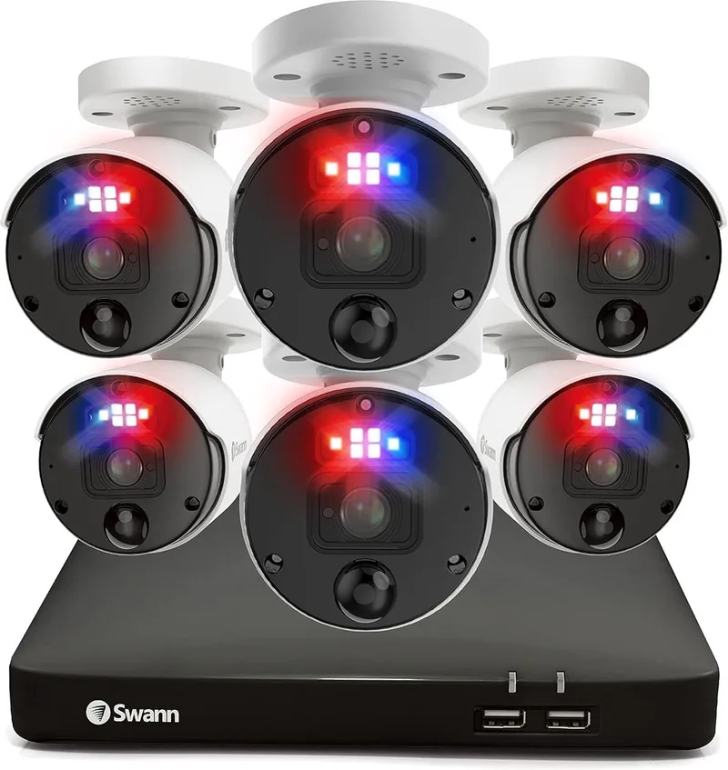 NVR8-8780RN - Cameraset - 6 Camera's - PoE - Met Recorder - 2TB Opslag - App - Motion Detection - Gezichtsherkenning - Binnen - Buiten van Swann in Wit – productfoto
