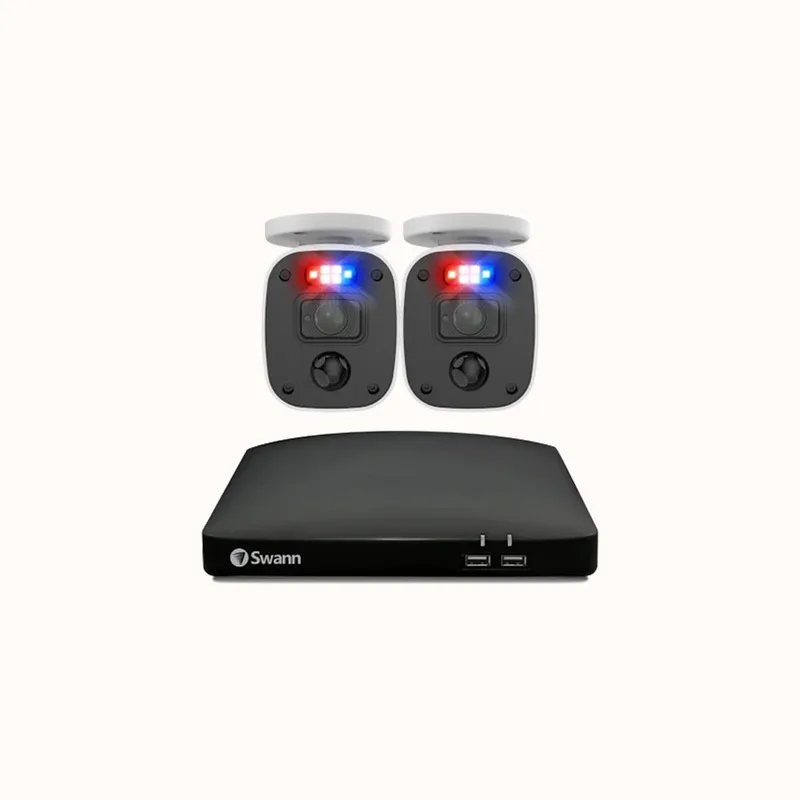 Swannforce - Beveiligingscamera's - 2 Camera's - cctv camerasysteem - 64GB SD Card - geen abonnementskosten - Bullet IP Cameras - Met Microfoon van Swann in Wit – productfoto