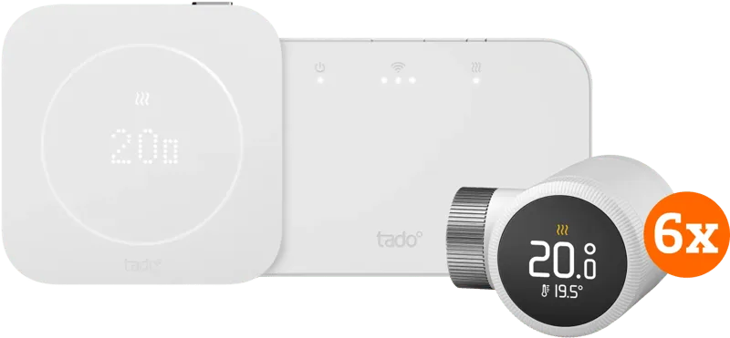 Draadloze Slimme ThermostaatX Multi Room Startpakket 2e Generatie (6 Radiatorknoppen) van tado° – productfoto