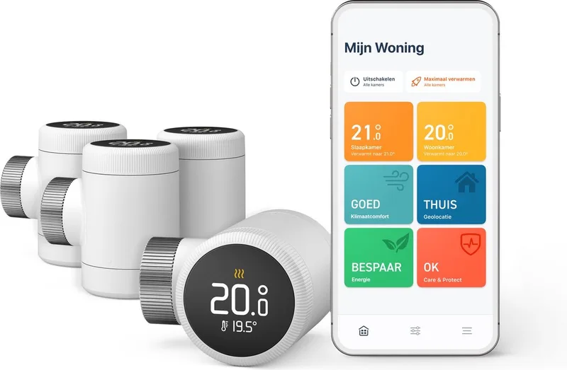Slimme Radiatorknop X – Uitbreidingset 4 Stuks – Slimme Thermostaatknop – Werkt met Google Home, Alexa & Apple HomeKit - Draadloos de tado° en Blanc – photo produit